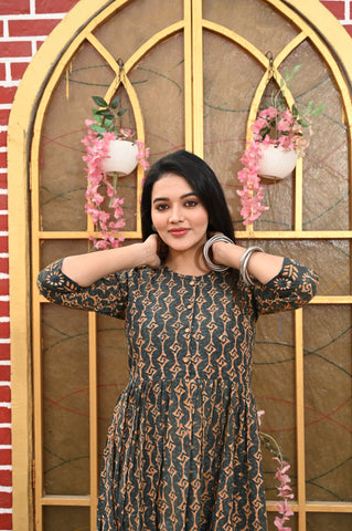 Hand Block Printed One  Piece Dress