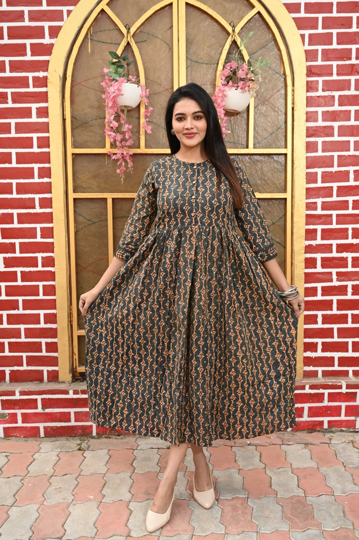 Hand Block Printed One  Piece Dress