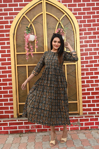 Hand Block Printed One  Piece Dress