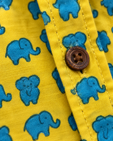 Kartikeya Jaipur Block Print Elephant Cotton Shirt - Limited Edition