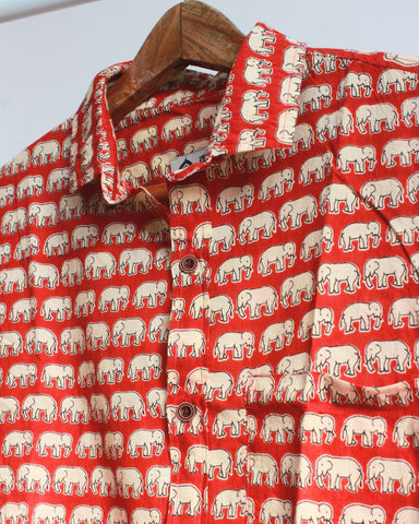 Elephant Print Shirt in Red