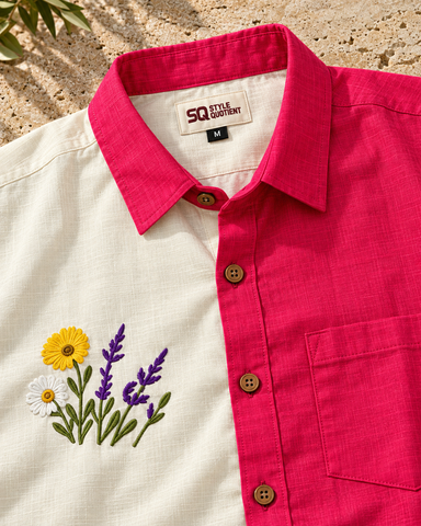 Men Embroidered Weekend Shirt Relaxed Fit Half Sleeve - SQ