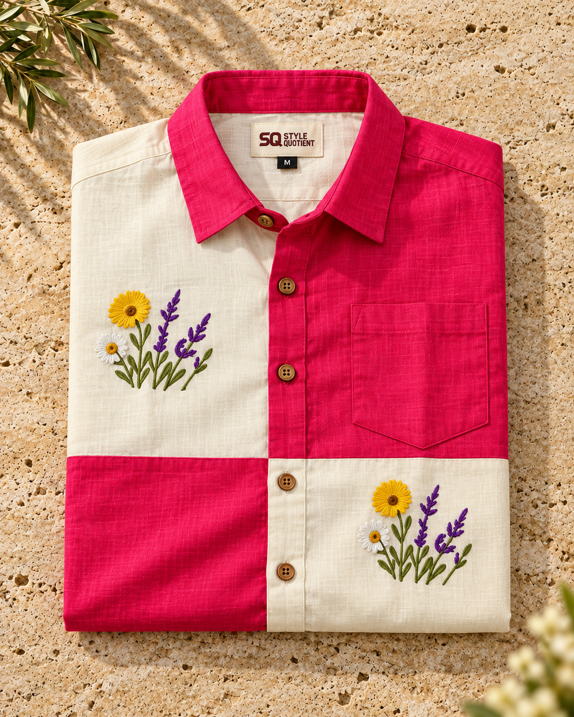 Men Embroidered Weekend Shirt Relaxed Fit Half Sleeve - SQ