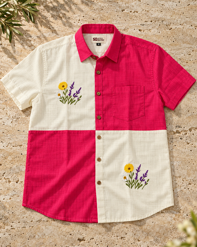 Men Embroidered Weekend Shirt Relaxed Fit Half Sleeve - SQ