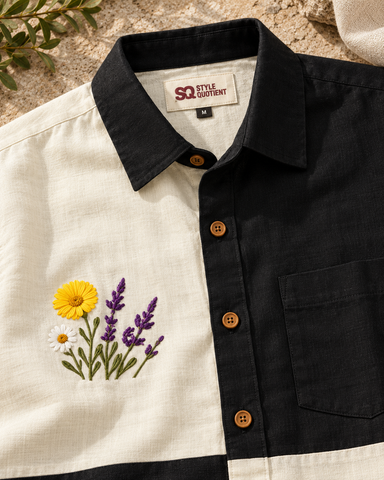 Men Embroidered Weekend Shirt Relaxed Fit Half Sleeve - SQ