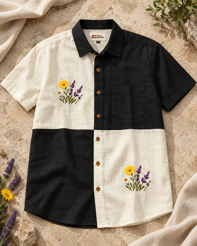 Men Embroidered Weekend Shirt Relaxed Fit Half Sleeve - SQ