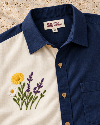 Men Embroidered Weekend Shirt Relaxed Fit Half Sleeve - SQ