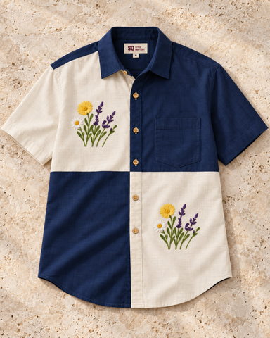 Men Embroidered Weekend Shirt Relaxed Fit Half Sleeve - SQ