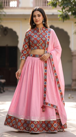 Bagru Hand Block Printed Designer Top & Skirt With Cotton Dupatta