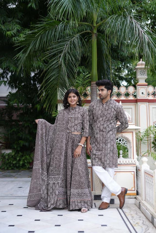 Couple Matching Kurta and Lehenga