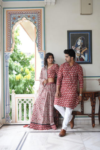Couple Matching Kurta and Lehenga
