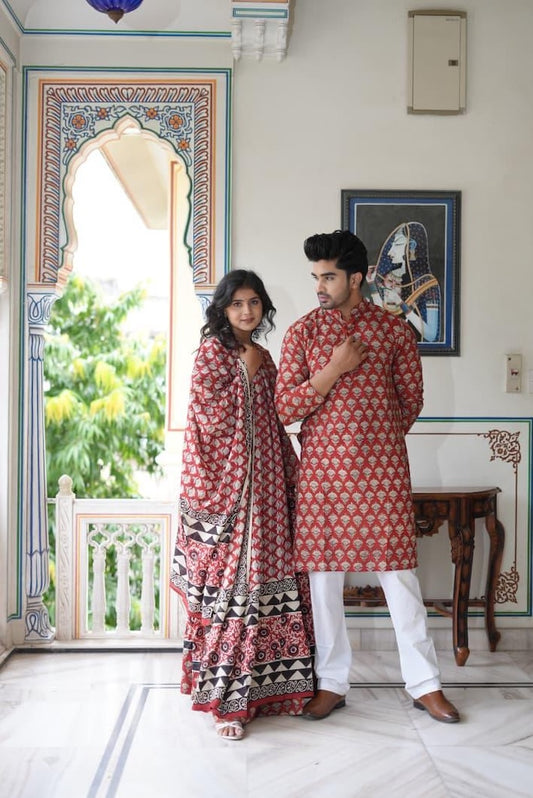 Couple Matching Kurta and Lehenga