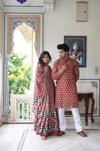 Couple Matching Kurta and Lehenga
