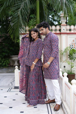 Couple Matching Kurta and Lehenga
