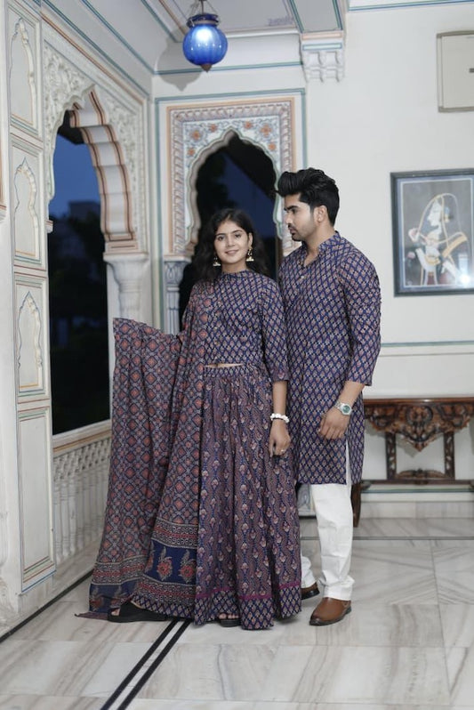 Couple Matching Kurta and Lehenga