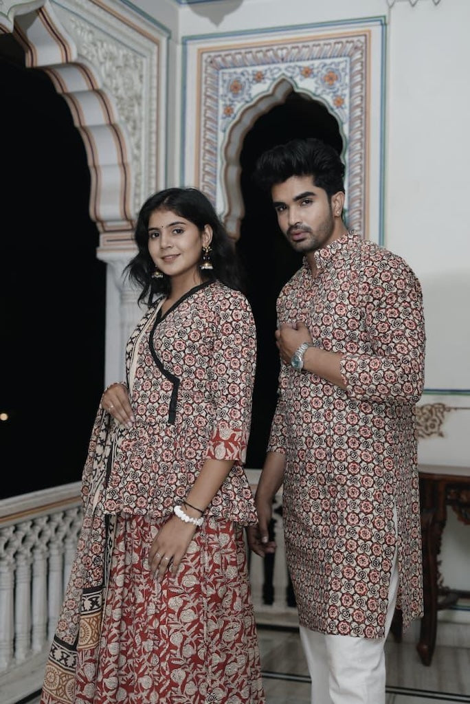 Couple Matching Kurta and Lehenga