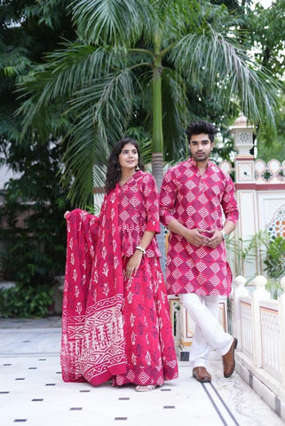 Couple Matching Kurta and Lehenga
