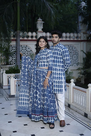 Couple Matching Kurta and Lehenga
