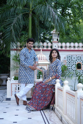 Couple Matching Kurta and Lehenga