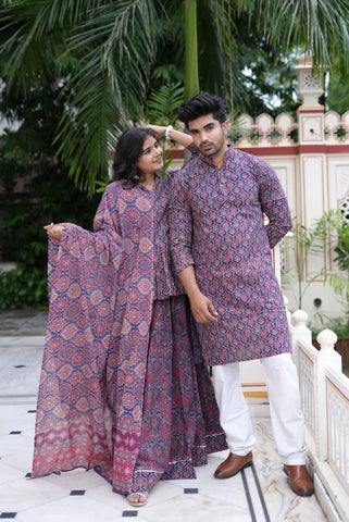 Couple Matching Kurta and Lehenga