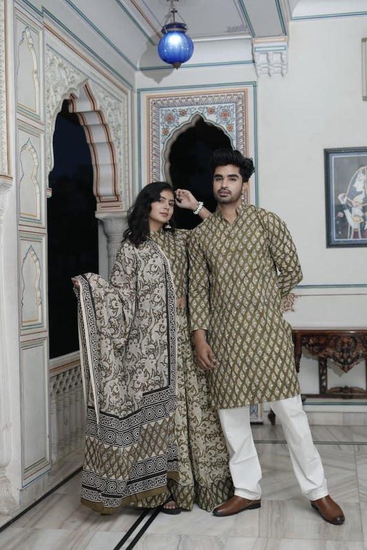 Couple Matching Kurta and Lehenga