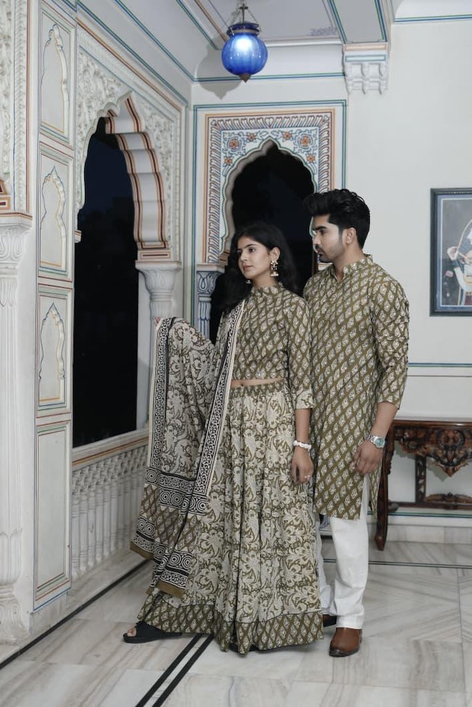 Couple Matching Kurta and Lehenga