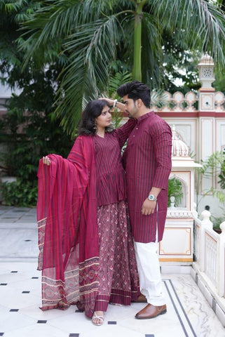 Couple Matching Kurta and Lehenga