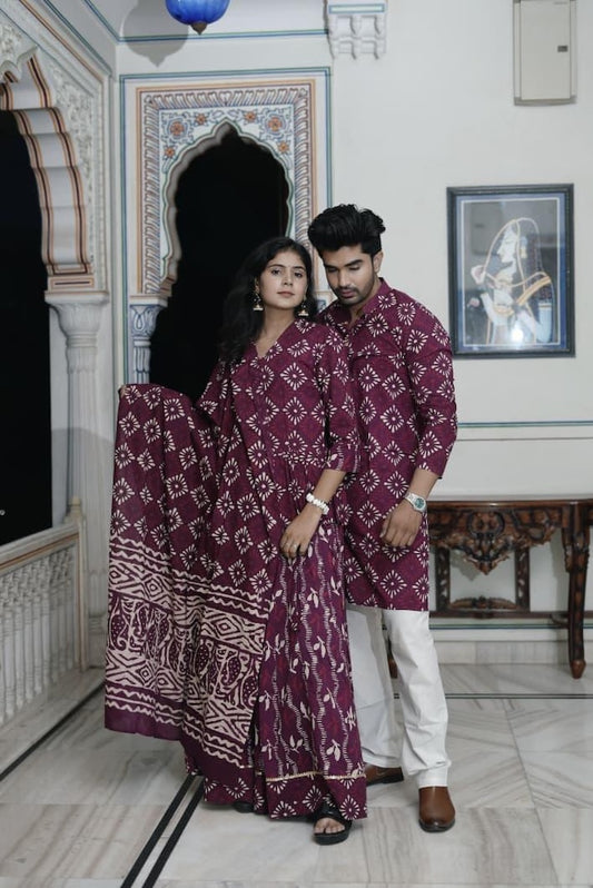 Couple Matching Kurta and Lehenga