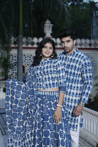 Couple Matching Kurta and Lehenga