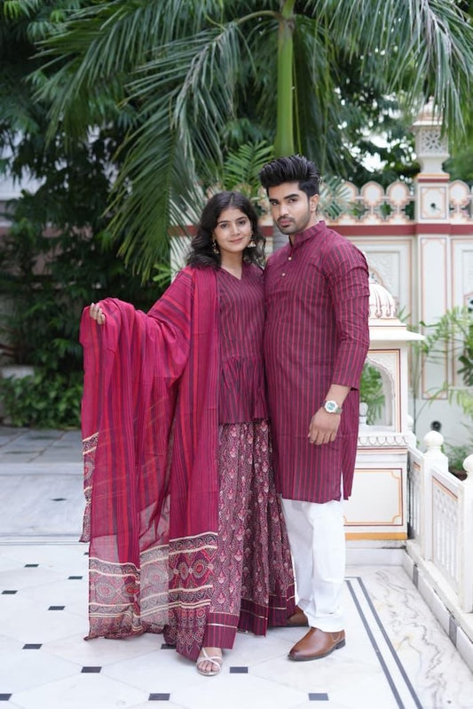 Couple Matching Kurta and Lehenga