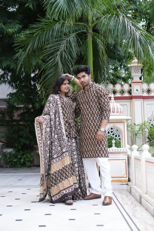 Couple Matching Kurta and Lehenga