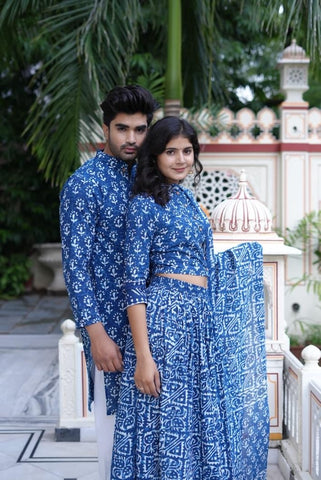 Couple Matching Kurta and Lehenga