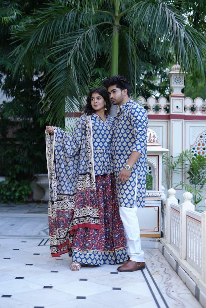 Couple Matching Kurta and Lehenga