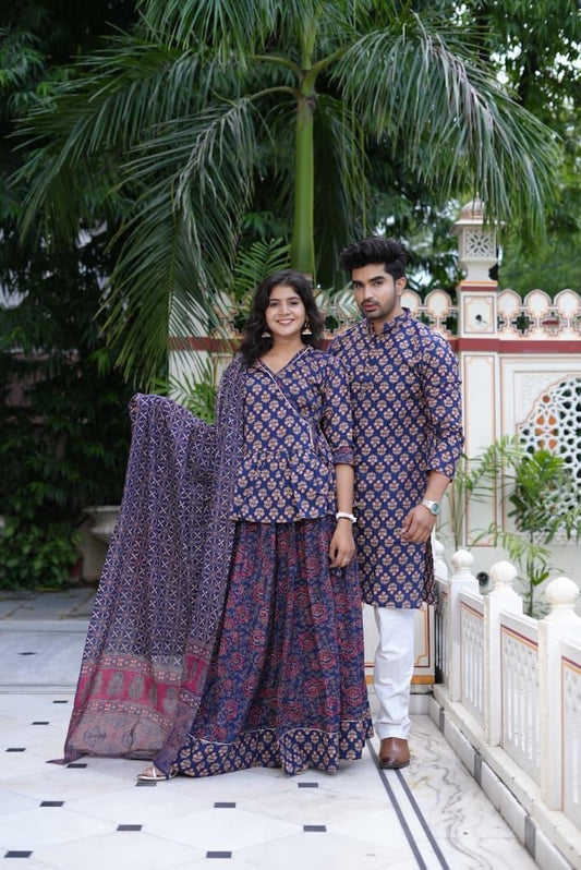 Couple Matching Kurta and Lehenga