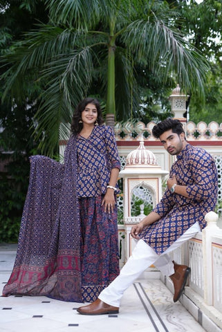 Couple Matching Kurta and Lehenga