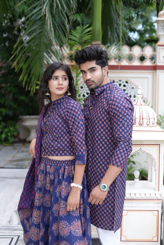 Couple Matching Kurta and Lehenga