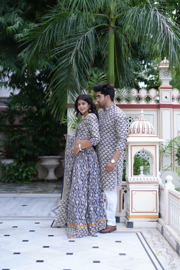 Couple Matching Kurta and Lehenga