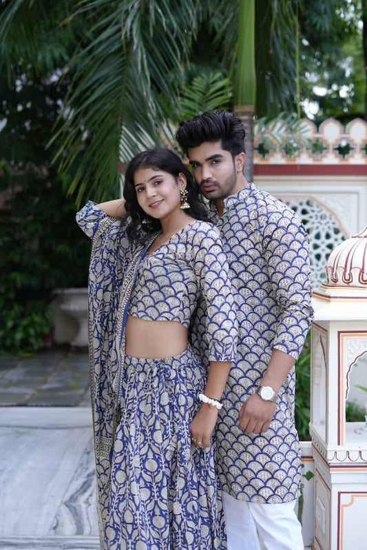 Couple Matching Kurta and Lehenga
