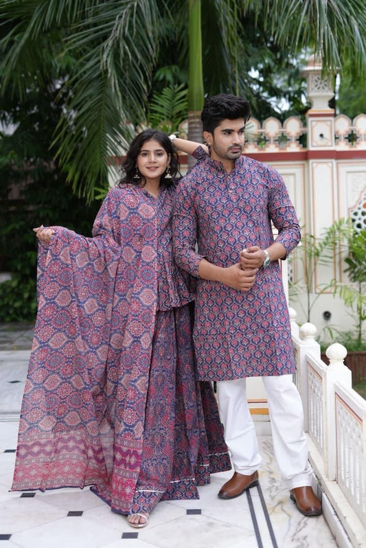 Couple Matching Kurta and Lehenga