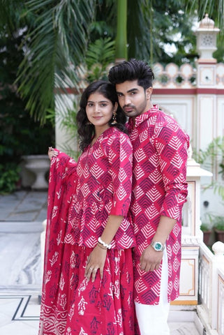 Couple Matching Kurta and Lehenga