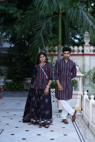 Couple Matching Kurta and Lehenga