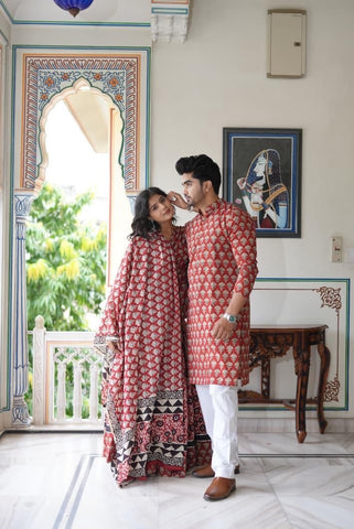 Couple Matching Kurta and Lehenga