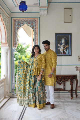 Couple Matching Kurta and Lehenga