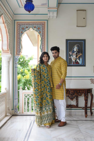 Couple Matching Kurta and Lehenga