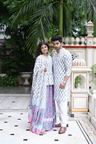 Couple Matching Kurta and Lehenga