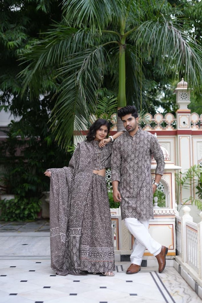 Couple Matching Kurta and Lehenga