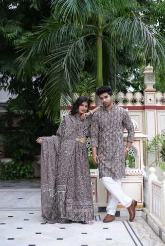 Couple Matching Kurta and Lehenga