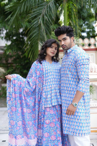 Couple Matching Kurta and Lehenga
