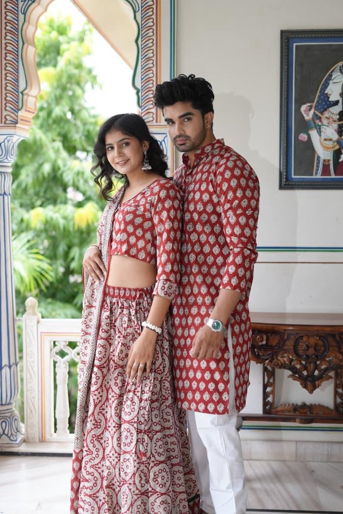 Couple Matching Kurta and Lehenga