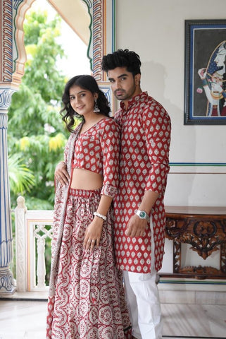 Couple Matching Kurta and Lehenga